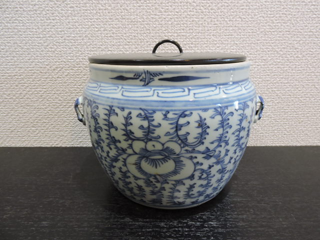 新渡染付草花文水指 H1046 - 取扱商品
