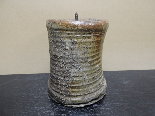 古備前 水指 高さ21.5㎝(蓋込) 木箱付 タウル 東な6-1116③